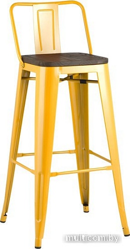 Стул Stool Group Tolix со спинкой YD-H765E-W LG-06 (желтый глянцевый/темное дерево)
