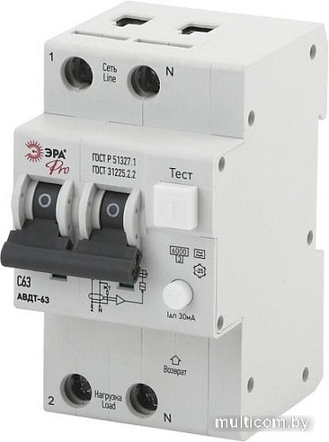 ЭРА Pro NO-902-05 АВДТ 63 C63 30мА 1P+N тип A Б0031855