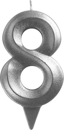 Свеча для торта Мультидом Грань Цифра 8 МС5-28 (хром)