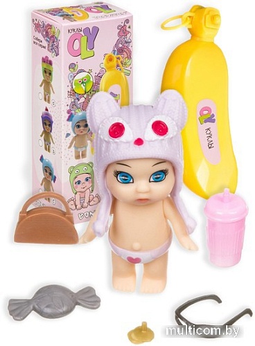 Пупс Bondibon OLY в шапочке-ушанке с животным ВВ3840