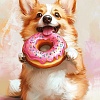 Алмазная мозаика Феникс+ Корги с пончиком 70794