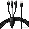 Кабель Baseus CASS030001 USB-A - USB-C, microUSB, Lightning (1.2 м, черный)