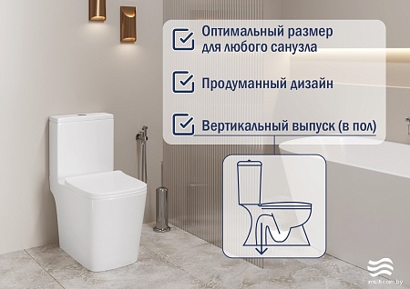 Унитаз напольный Lauter W09 S-TRAP с жестким сиденьем и микролифтом 21900004 (вертикальный выпуск)