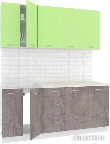 Кухня Кортекс-мебель Корнелия Лира 1.8м (зеленый/оникс/марсель)
