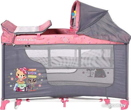Манеж-кровать Lorelli Moonlight Rocker 2 (pink travelling)