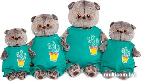 Мягкая игрушка Basik & Co Басик в изумрудном комбинезоне с кактусом (19 см)