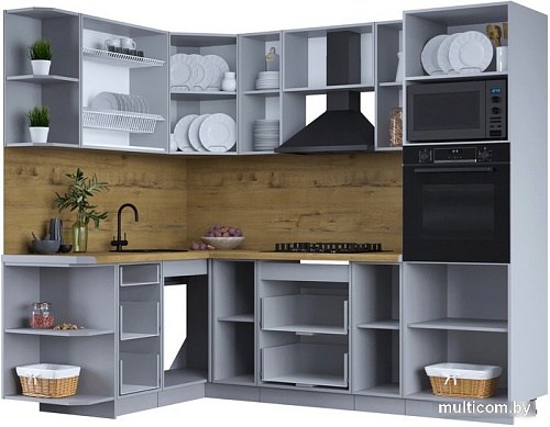 Готовая кухня Интерлиния Тренд 1.68x2.4 ВТ левая (индиго/индиго/опал светлый)