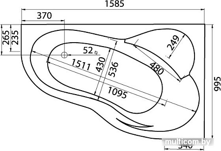 Ванна Santek Ибица XL 160x100 R [1WH112037]