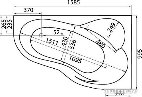 Ванна Santek Ибица XL 160x100 R [1WH112037]