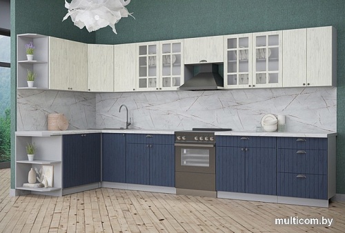 Готовая кухня Интерлиния Берес 1.7x2.7 правая (дуб снежный/дуб королевский/серый каспий)