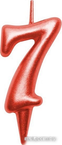 Свеча для торта Мультидом Овал Цифра 7 МС5-37 (красный)