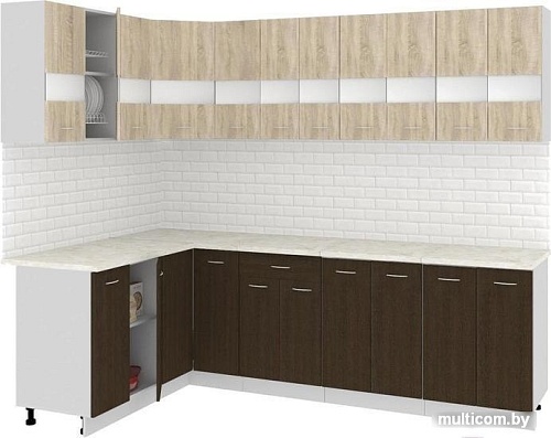 Угловая кухня Кортекс-мебель Корнелия Экстра 1.5x2.6м (дуб сонома/венге/марсель)