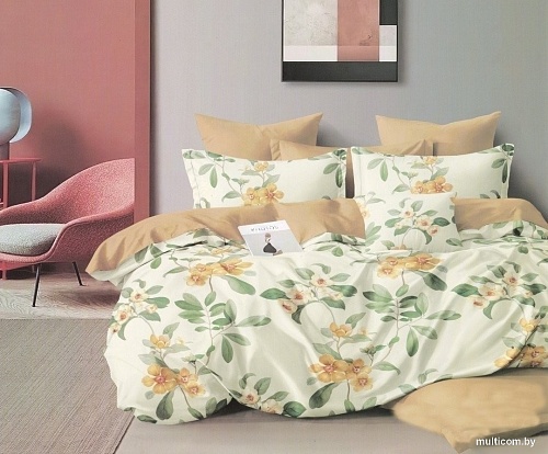 Постельное белье Реноме 1.5сп Оливковая коллекция. Простыня на резинке УУ 2356 (поплин)