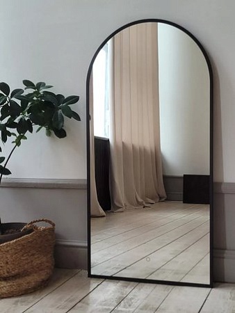 Зеркало с подсветкой eMZe 50x100 LED.UV.ARC.50.100.СНЕ (черный с УФ-окантовкой и подсветкой)