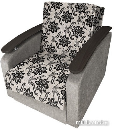 Кресло-кровать Асмана Виктория с декором 2 (рогожка вензель коричневый/рогожка беж)