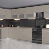 Угловая кухня Интерлиния Мила Матте 1.5x3.8 Б левая (луна/луна/травертин серый)