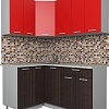 Угловая кухня Интерлиния Мила Лайт 1.2x1.6 (красный/дуб венге)