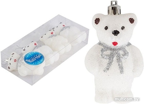 Елочная игрушка Волшебная страна Медвежата 007463 (4 шт, белый)