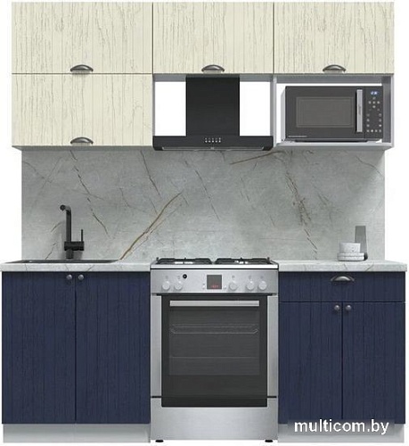 Готовая кухня Интерлиния Берес 1.9В (дуб снежный/дуб королевский/серый каспий)