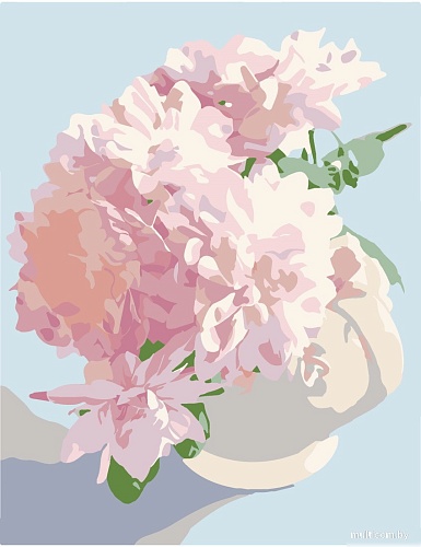 Картина по номерам Рыжий кот Розовые георгины Х-3954