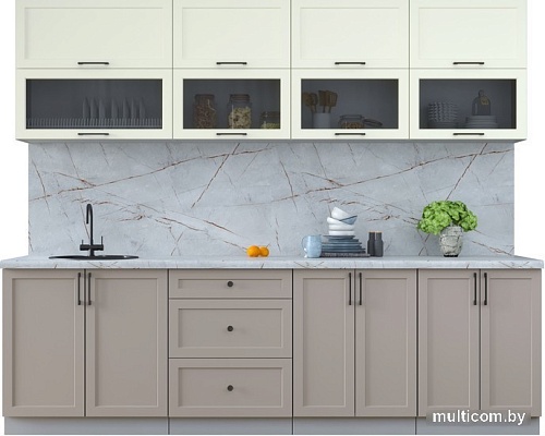 Готовая кухня Интерлиния Тренд 2.6Б (луна/белый/серый каспий)