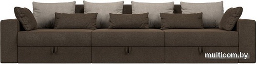 Диван Лига диванов Майами Long 69 (рогожка коричневый/подушки бежевые/коричневые)