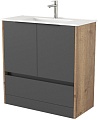 Дабер Тумба под умывальник 017 WeltWasser Deilbach 7517-80 Т17.8W.0.22Ч (дуб галифакс/серый/ручка черная)