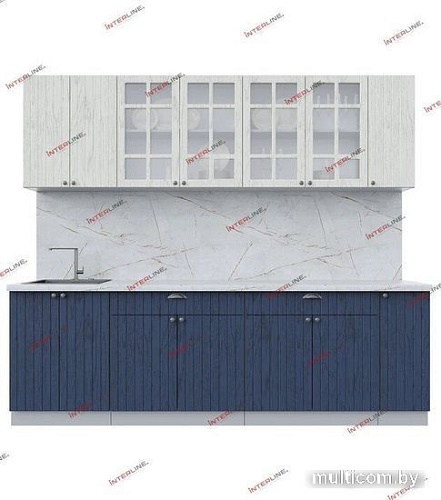 Готовая кухня Интерлиния Берес 2.5А (дуб снежный/дуб королевский/серый каспий)