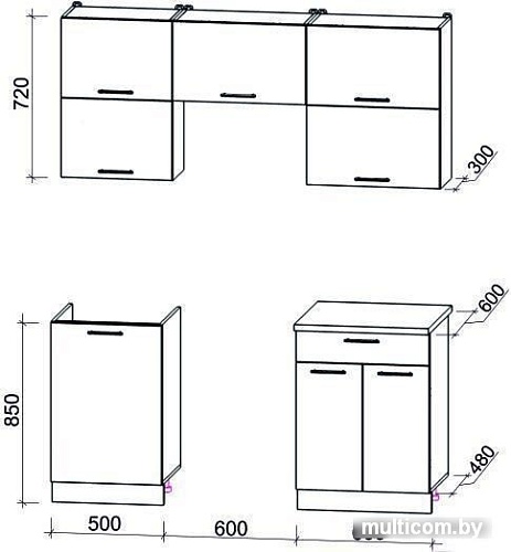 Кухня Интерлиния Мила Gloss 60-17 (белый/красный глянец)