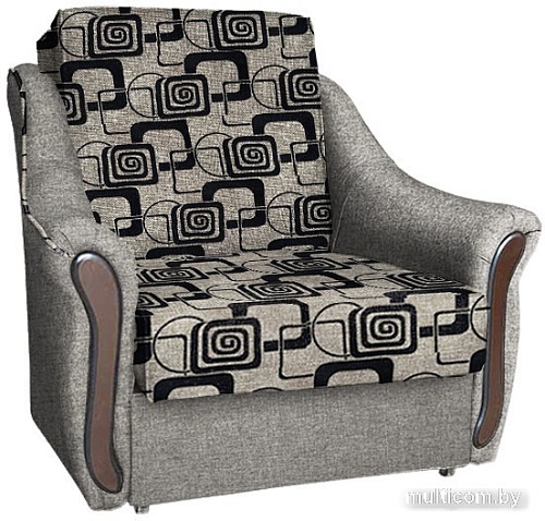 Кресло-кровать Асмана Виктория механизм аккордеон (рогожка кубики коричневые/рогожка бежевый)