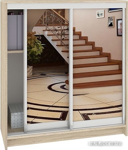 Тумба для обуви Кортекс-мебель Сенатор ШК42 Классика с зеркалом (дуб сонома)