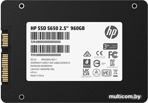 SSD HP S650 960GB 345N0AA