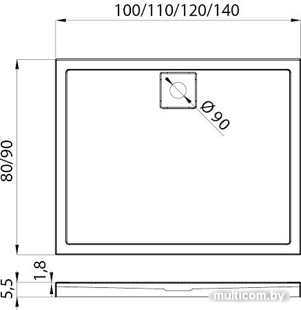 Душевой поддон NEW TRENDY Lido 120x80 B-0330