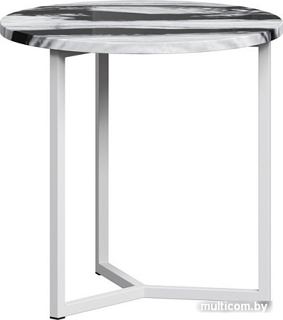 Журнальный столик LoftyHome Тасос Тренто 1627742 (мрамор пуно с белым основанием)