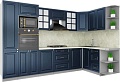 Готовая кухня Интерлиния Мила Шато 1.68x3.2 ВТ правая (индиго/индиго/опал светлый)