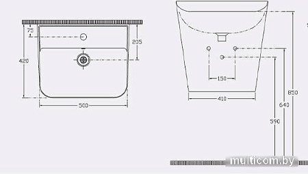 Умывальник Isvea Sott Aqua Monoblock 10SQ37002B