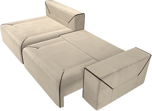 Угловой диван Лига диванов Кёльн 242 левый 105079 (микровельвет бежевый/подушки коричневые)