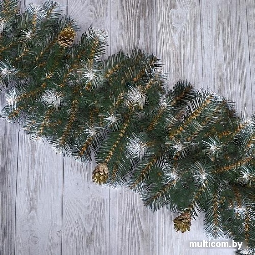 Гирлянда Зимнее волшебство Зимняя сказка с золотыми шишками 270/32 см