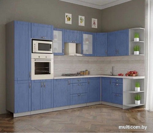 Готовая кухня Интерлиния Мила Крафт 1.68x3.2 правая (дуб лазурный)