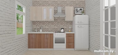Кухня ВерсоМебель ВерсоЛайн 1-1.6 (ясень шимо светлый/ясень шимо темный)