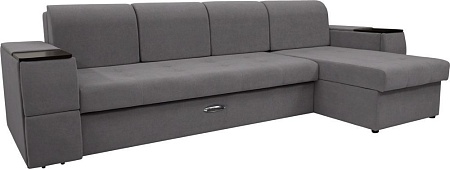 Сириус Лидер-13 с оттоманкой ППУ 330x165 (Eva 07 велюр темно-серый)