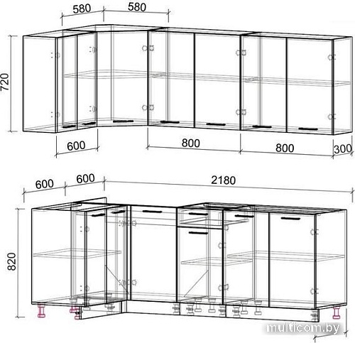 Интерлиния Мила Лайт 1.2x2.2 без столешницы (дуб золотой/дуб золотой)