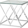 Журнальный столик Stool Group Инсигния 55x55 EET-026 (прозрачное стекло/сталь серебристый)