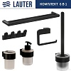Набор аксессуаров для ванной Lauter 21TS3019 + 21TS3021 + 21TS3009 + 21TS3015 + 21TS3002 + 21TS3023 (Matt Black, 6 предметов)