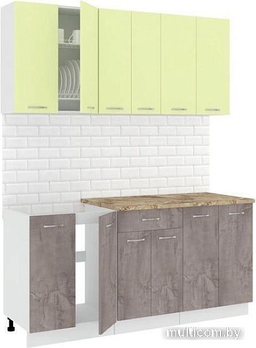 Готовая кухня Кортекс-мебель Корнелия Лира-лайт 1.7м (салатовый/оникс/мадрид)