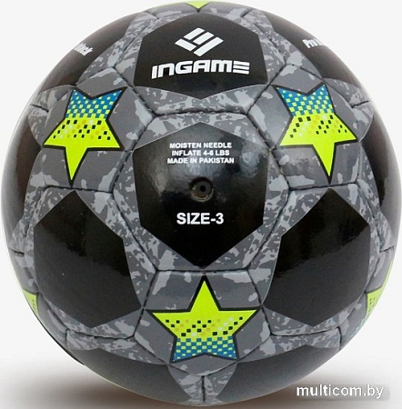 Футбольный мяч Ingame Pro Black (3 размер, черный/желтый/голубой)