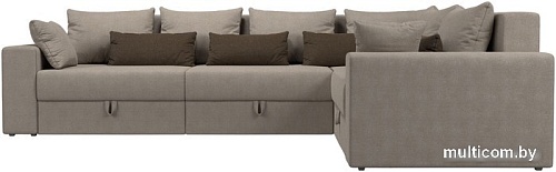 Угловой диван Лига диванов Майами Long 92 правый (рогожка бежевый/подушки бежевые/коричневые)