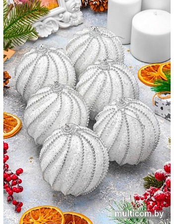 Елочная игрушка Elan Gallery Линии на белом 970111