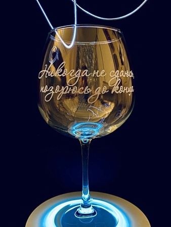 Бокал для вина Мастерская TrueLaser Никогда не сдаюсь, позорюсь до конца BV727