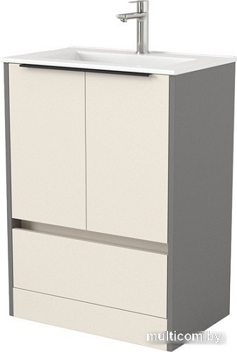 Дабер Тумба под умывальник 017 WeltWasser Deilbach 7517-70 Т17.7W.0.19Ч (бежевый/серый/ручка черная)